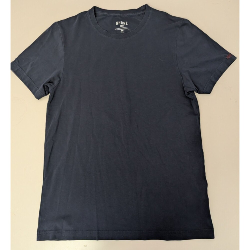 Rhone Element Tee Small Navy Blue Short Sleeve Pima Cotton Shirt Mens S